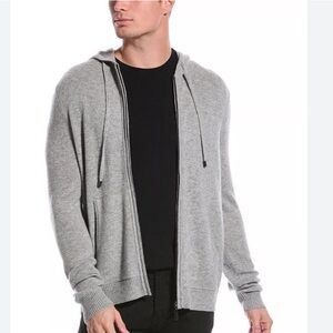 Qi Cashmere Men's Gray Hoodie Sweater